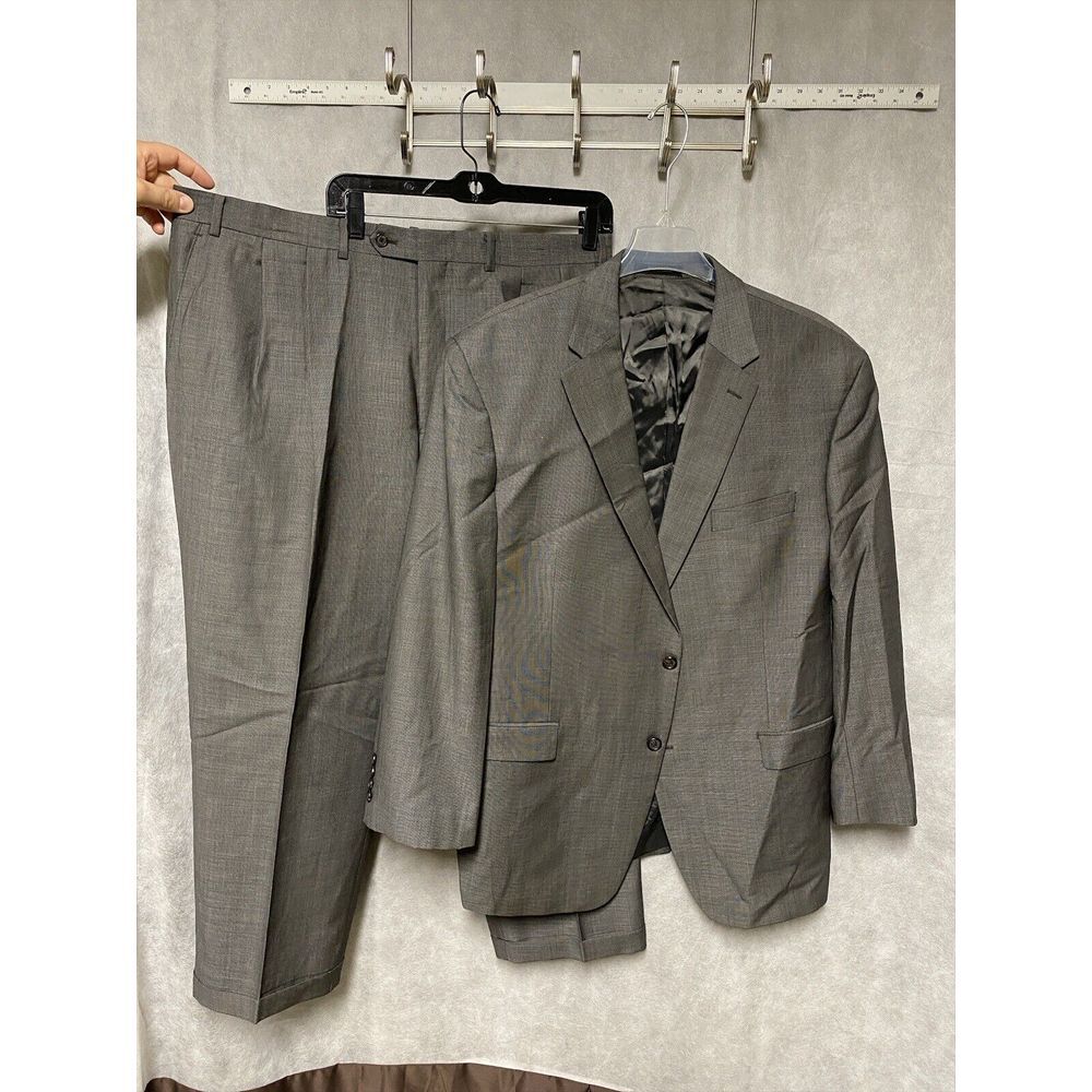 Ralph Lauren Suit Men 44R Gray 2B Wool Career Office Pants Business 40X28 Luxury